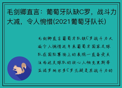 毛剑卿直言：葡萄牙队缺C罗，战斗力大减，令人惋惜(2021葡萄牙队长)